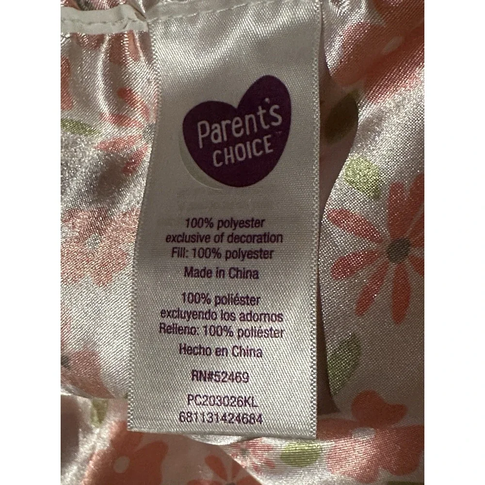 Parent's Choice Pink Elephant Lovey Security Blanket Flowers Satin Trim Plush